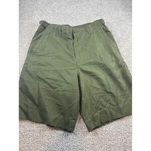 Structure Mens Olive Green Shorts Cotton Linen Chino Adjustable size 30